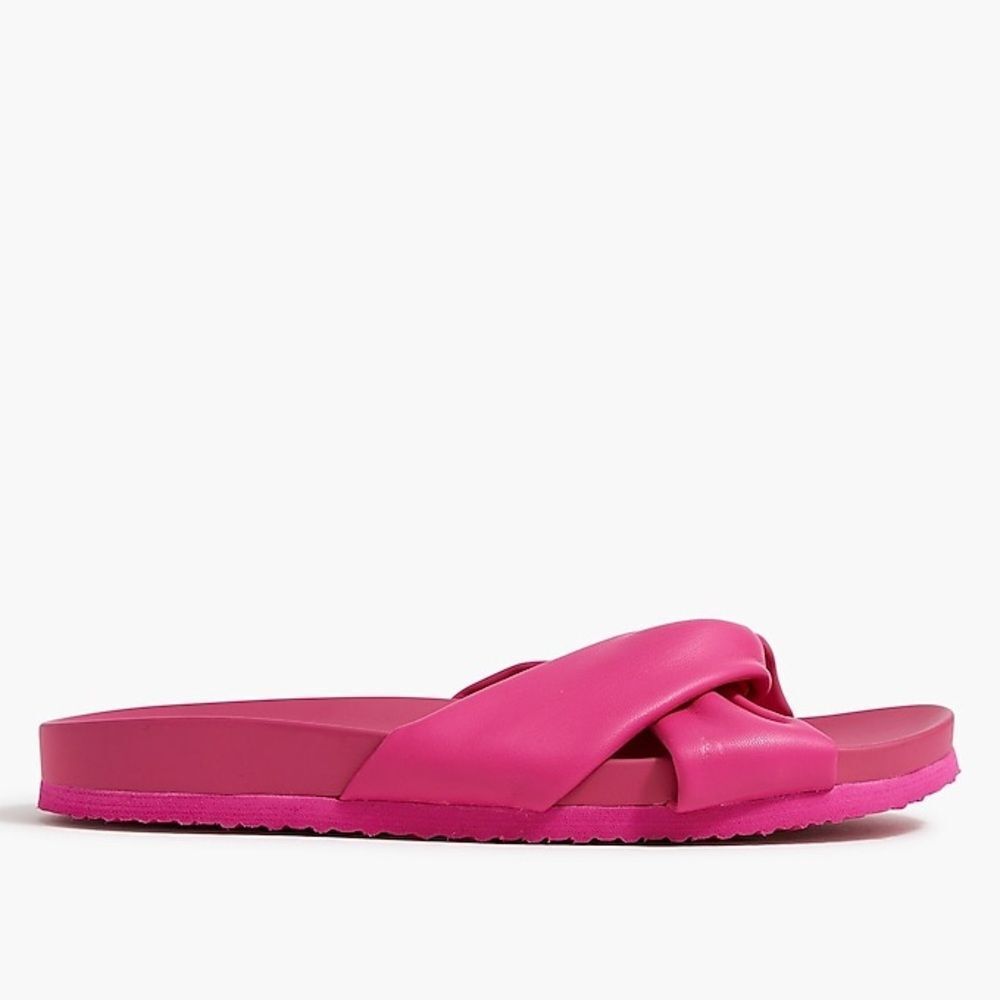 NWT J CREW Cross Strap Slide Sandals Platform Flats Faux Leather Flip Flops - Picture 4 of 4